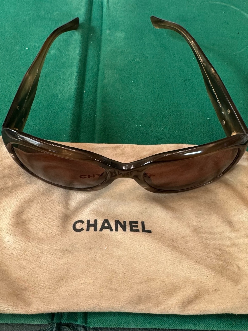 CHANEL Brown Sunglasses with silver logos